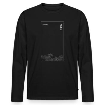 Spieler 1 Wave Rider Line Art Japanischer Gamer - Männer Premium Bio Langarmshirt - Schwarz - Vorne - Nico (187cm)