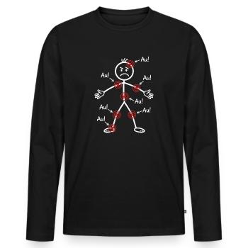 Lustig Älter Werden Aua Au Geburtstag - Männer Premium Bio Langarmshirt - Schwarz - Vorne - Nico (187cm)