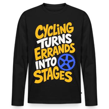 Radfahren – Cycling Turns Errands into Stages - Männer Premium Bio Langarmshirt - Schwarz - Vorne - Nico (187cm)
