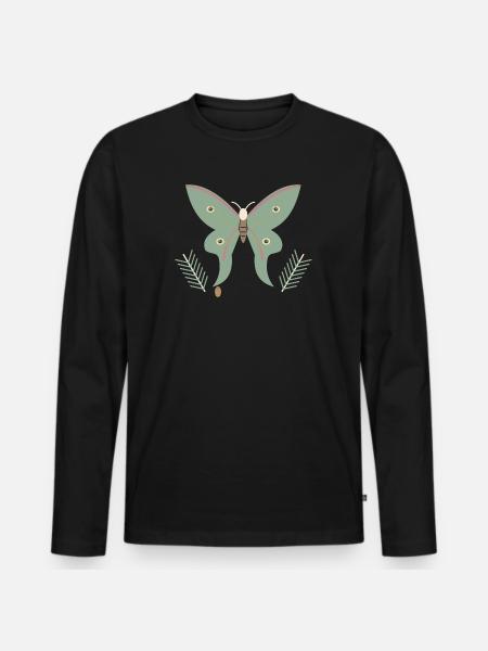 Spanischer Mondmotte und Kiefer - Männer Premium Bio Langarmshirt - Schwarz