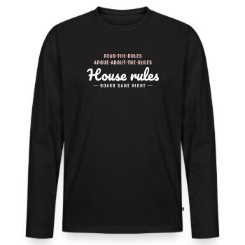 Lies die Regeln und streite dann Brettspielabend - Männer Premium Bio Langarmshirt - Schwarz - Vorne - Nico (187cm)