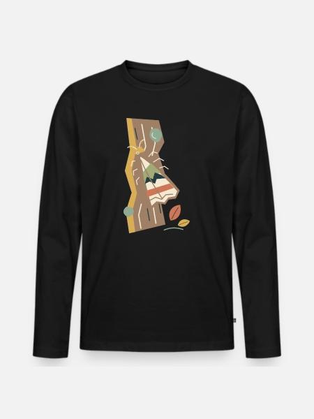 Tarnte Motte auf Baumrinde - Männer Premium Bio Langarmshirt - Schwarz