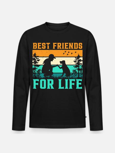 Beste Freunde Fürs Leben Hund - Männer Premium Bio Langarmshirt - Schwarz