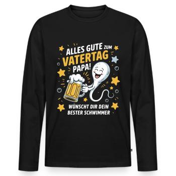 Vatertagsgeschenk Besten Papa Männertag Herrentag - Männer Premium Bio Langarmshirt - Schwarz - Vorne - Nico (187cm)