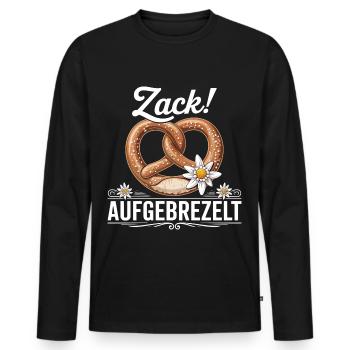 Zack Aufgebrezelt Brezel Spaß Volksfest - Männer Premium Bio Langarmshirt - Schwarz - Vorne - Nico (187cm)