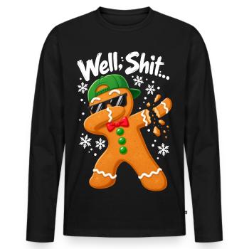 Well Shit Dabbing Gingerbread Man Funny Christmas - Männer Premium Bio Langarmshirt - Schwarz - Vorne - Nico (187cm)