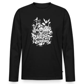 Ruhrpott Identity: Stahl, Kohle, Fußball - Männer Premium Bio Langarmshirt - Schwarz - Vorne - Nico (187cm)