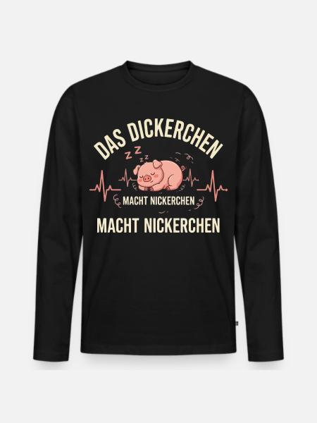 DAS DICKERCHEN MACHT NICKERCHEN - Männer Premium Bio Langarmshirt - Schwarz
