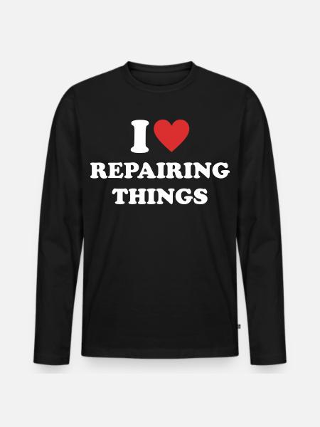 I Love Repairing Things - Männer Premium Bio Langarmshirt - Schwarz