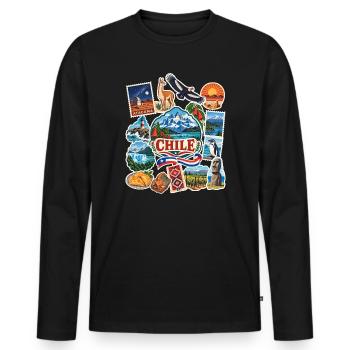 Chile Reisesticker - Männer Premium Bio Langarmshirt - Schwarz - Vorne - Nico (187cm)