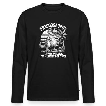 Preggosaurus Dino Mama Babybauch Schwanger Humor - Männer Premium Bio Langarmshirt - Schwarz - Vorne - Nico (187cm)