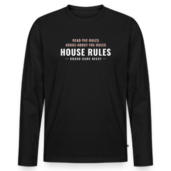 Lies die Regeln und streite dann Brettspielabend - Männer Premium Bio Langarmshirt - Schwarz - Vorne - Nico (187cm)