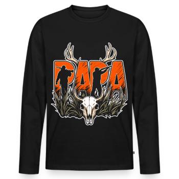 Jagd Papa Jäger Jagen mein Hobby - Männer Premium Bio Langarmshirt - Schwarz - Vorne - Nico (187cm)