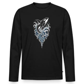 Die Winterjägerin auf Skiern - Männer Premium Bio Langarmshirt - Schwarz - Vorne - Nico (187cm)