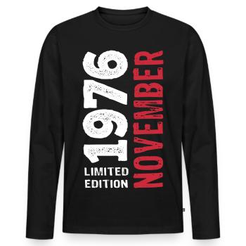 Limited Edition November 1976 Geburtstag Geschenk - Männer Premium Bio Langarmshirt - Schwarz - Vorne - Nico (187cm)