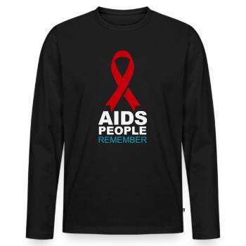 Rotes AIDS-Gedächtnisband - Männer Premium Bio Langarmshirt - Schwarz - Vorne - Nico (187cm)
