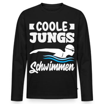 Schwimmsport Schwimmer Spruch Geschenk - Männer Premium Bio Langarmshirt - Schwarz - Vorne - Nico (187cm)