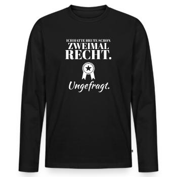 Zweimal recht Ungefragt - Besserwisser Lustig - Männer Premium Bio Langarmshirt - Schwarz - Vorne - Nico (187cm)