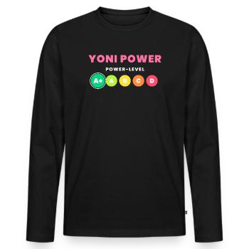 Yoni Power Level A Plus - Männer Premium Bio Langarmshirt - Schwarz - Vorne - Nico (187cm)