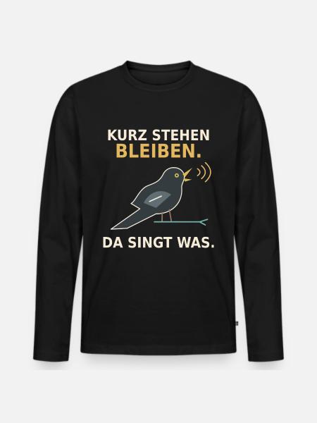 Kurz stehen bleiben – Amsel - Männer Premium Bio Langarmshirt - Schwarz