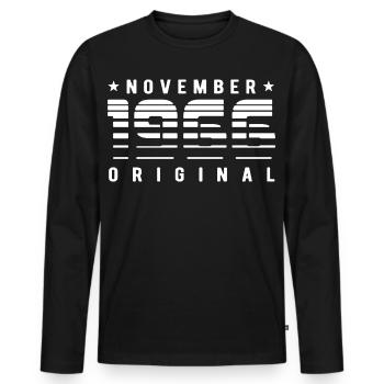 Original November 1966 Retro Streifen Geburtstag - Männer Premium Bio Langarmshirt - Schwarz - Vorne - Nico (187cm)