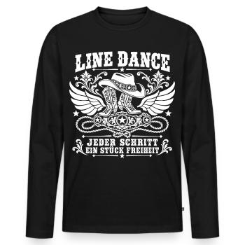 Line Dance Freiheit - Männer Premium Bio Langarmshirt - Schwarz - Vorne - Nico (187cm)