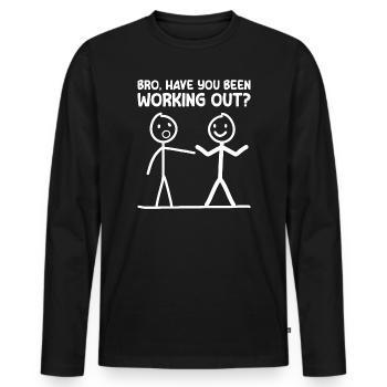 Bro, have you been working out? Bodybuilder Gym - Männer Premium Bio Langarmshirt - Schwarz - Vorne - Nico (187cm)