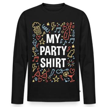 My Party Shirt (Feier / Feiern / Partyspaß / 4C) - Männer Premium Bio Langarmshirt - Schwarz - Vorne - Nico (187cm)