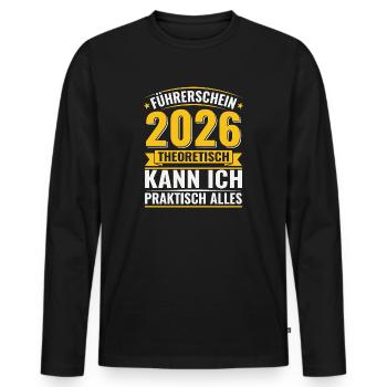Führerschein 2026 Bestanden Geschenk Fahranfänger - Männer Premium Bio Langarmshirt - Schwarz - Vorne - Nico (187cm)