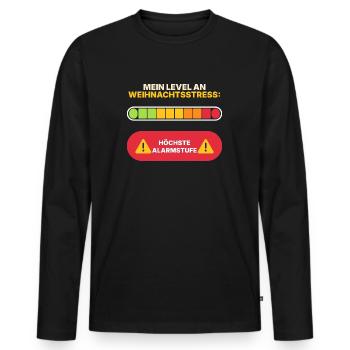 Weihnachtsstress: Höchste Alarmstufe - Männer Premium Bio Langarmshirt - Schwarz - Vorne - Nico (187cm)