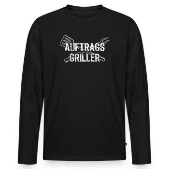 Auftragsgriller Lustiger Grillspruch BBQ Grillchef - Männer Premium Bio Langarmshirt - Schwarz - Vorne - Nico (187cm)