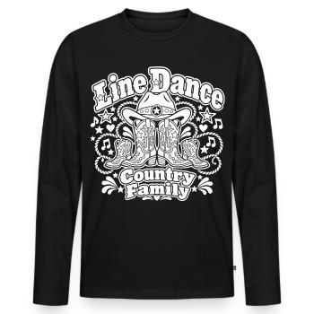 Line Dance Country Familie - Männer Premium Bio Langarmshirt - Schwarz - Vorne - Nico (187cm)