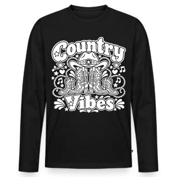 Country Vibes Cowboy Stiefel - Männer Premium Bio Langarmshirt - Schwarz - Vorne - Nico (187cm)