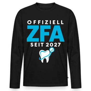 Offiziell ZFA seit 2027 – Zahnmedizin Beruf - Männer Premium Bio Langarmshirt - Schwarz - Vorne - Nico (187cm)