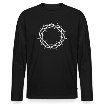 Dornenkreis-Emblem - Männer Premium Bio Langarmshirt - Schwarz - Vorne - Nico (187cm)