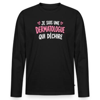Dermatologe, der reißt - Männer Premium Bio Langarmshirt - Schwarz - Vorne - Nico (187cm)