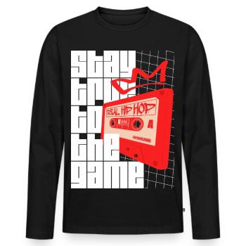 Stay True To The Game - Hip Hop Statement - Männer Premium Bio Langarmshirt - Schwarz - Vorne - Nico (187cm)