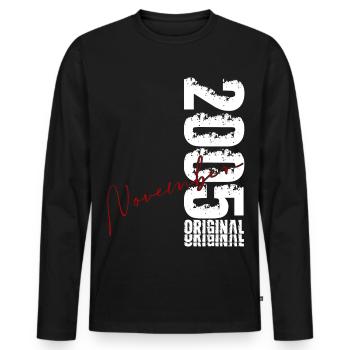 21. Geburtstag Geschenk November Original 2005 - Männer Premium Bio Langarmshirt - Schwarz - Vorne - Nico (187cm)