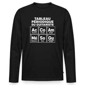 Periodensystem des leidenschaftlichen Musi-Gitarristen - Männer Premium Bio Langarmshirt - Schwarz - Vorne - Nico (187cm)