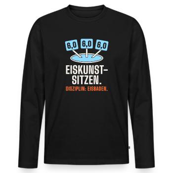 Eiskunstsitzen – Eisbaden lustig mit Wertung 6,0 - Männer Premium Bio Langarmshirt - Schwarz - Vorne - Nico (187cm)
