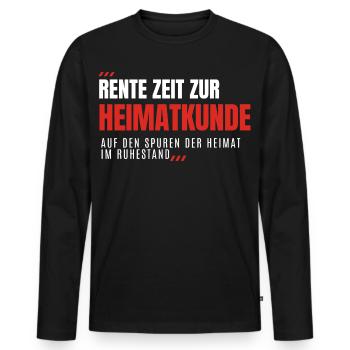 Rente Zeit Zur HEIMATKUNDE - Männer Premium Bio Langarmshirt - Schwarz - Vorne - Nico (187cm)