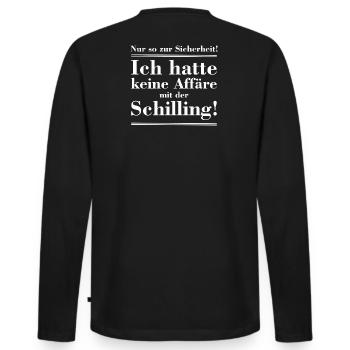 ich hatte nie was mit der Schilling - Männer Premium Bio Langarmshirt - Schwarz - Hinten - Nico (187cm)
