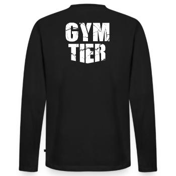 Gymtier Bodybuilding Gym Fitness Tier Rückenmotiv - Männer Premium Bio Langarmshirt - Schwarz - Hinten - Nico (187cm)