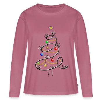 Tannenbaum Weihnachtsbaum Christbaum Weihnachten - Frauen Premium Bio Langarmshirt - Mauve - Vorne - Julia (174cm)