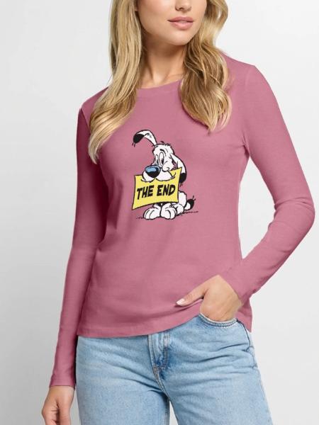 Asterix & Obelix - Idefix 'The End' - Frauen Premium Bio Langarmshirt - Mauve - Vorne - Julia (174cm)