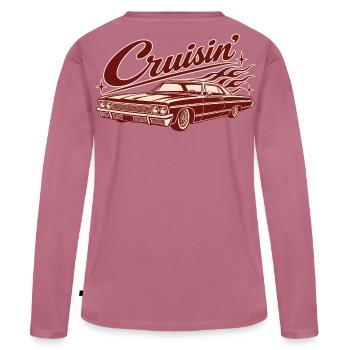 Cruisin’ Classic Car - Frauen Premium Bio Langarmshirt - Mauve - Hinten - Julia (174cm)