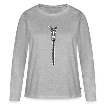 Fermeture éclair - T-shirt manches longues Premium bio Femme - gris chiné - Devant - Julia (174cm)