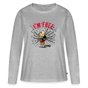 Asterix & Obelix - Asterix 'I'm Free' - T-shirt manches longues Premium bio Femme - gris chiné - Devant - Julia (174cm)