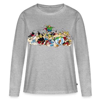 Asterix & Obelix - Attacke - Frauen Premium Bio Langarmshirt - Grau meliert - Vorne - Julia (174cm)