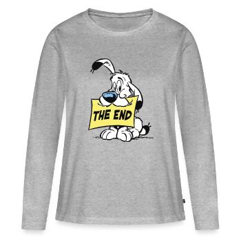 Asterix & Obelix - Idefix 'The End' - Frauen Premium Bio Langarmshirt - Grau meliert - Vorne - Julia (174cm)